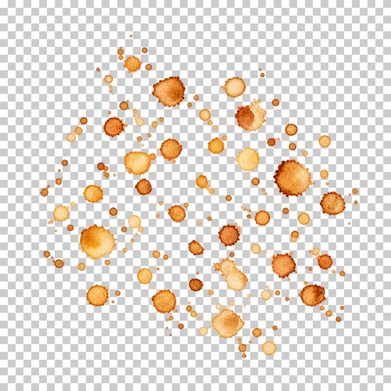 A warm ochre watercolor fine spray cluster with uneven translucent pigment and drying edges.