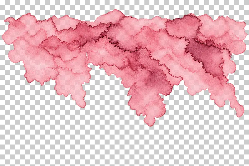 A dusty rose watercolor broad descending top wash with uneven translucent pigment and drying edges.