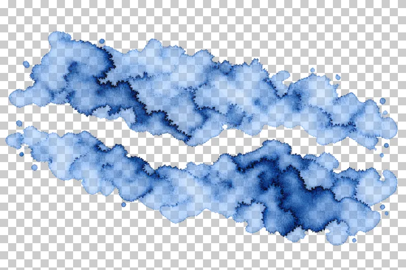 A indigo watercolor split-edge channel with uneven translucent pigment and drying edges.