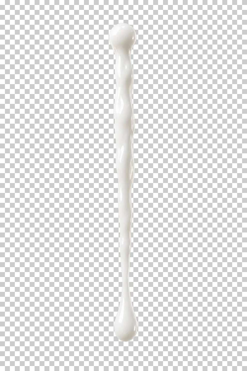 A nearly straight continuous vertical milk stream with complete rounded ends.