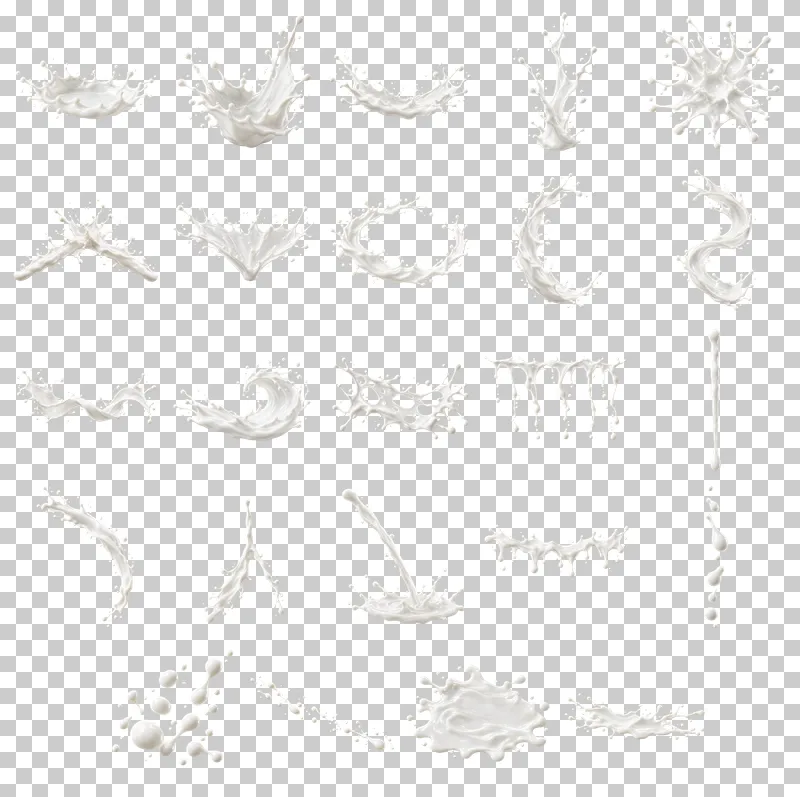 Milk Splashes and Pours Photo PNG Collection: all 24 elements in one grid