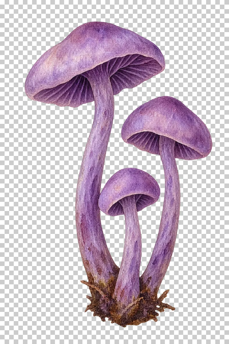 Watercolor illustration of amethyst deceiver group.