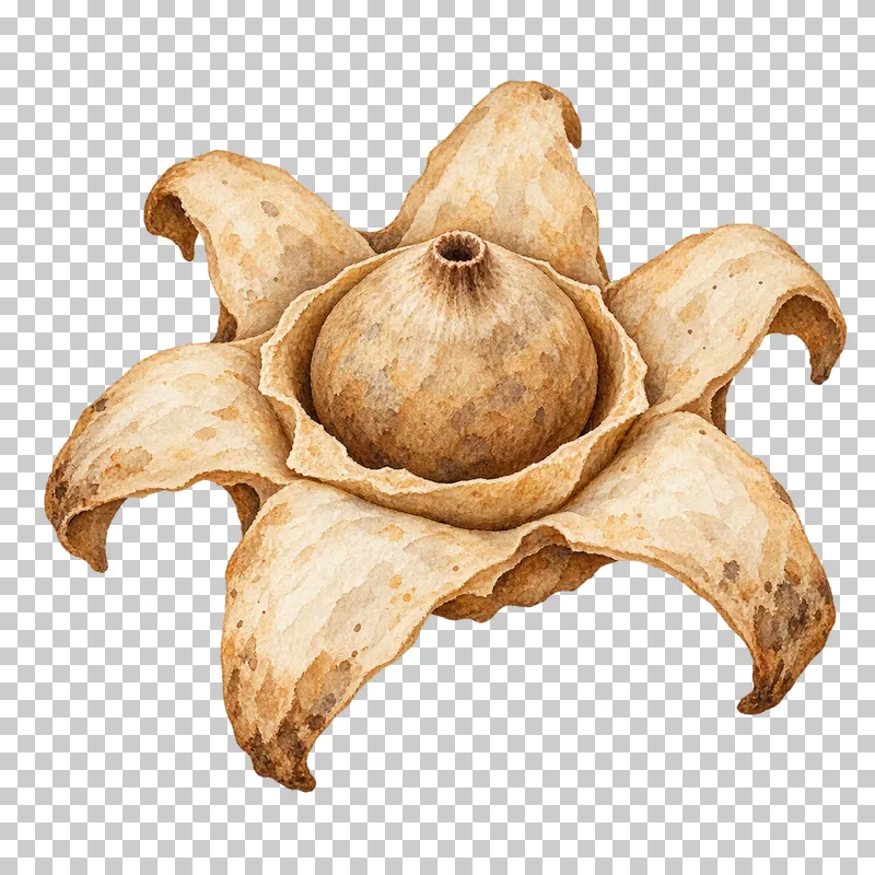 Watercolor illustration of collared earthstar.