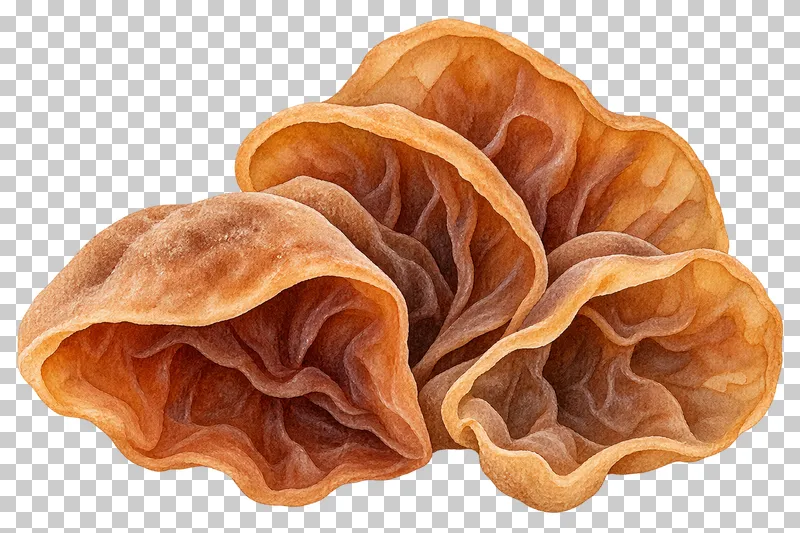 Watercolor illustration of jelly ear group.