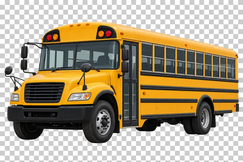 A yellow conventional school bus with a hooded front.
