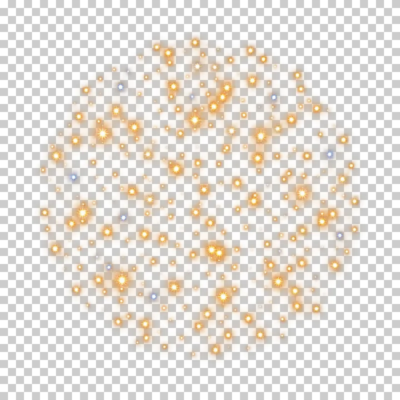 Round firework made of scattered gold and silver points.