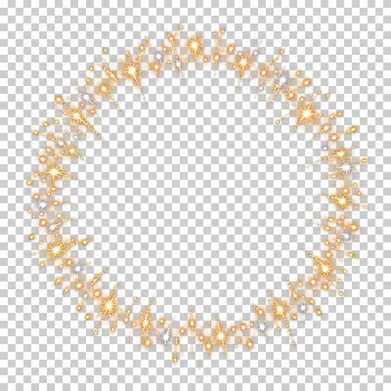 Ring of gold firework stars around a clear center.