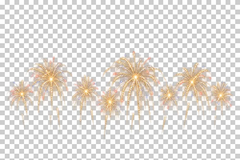 Band of small distant gold firework bursts.