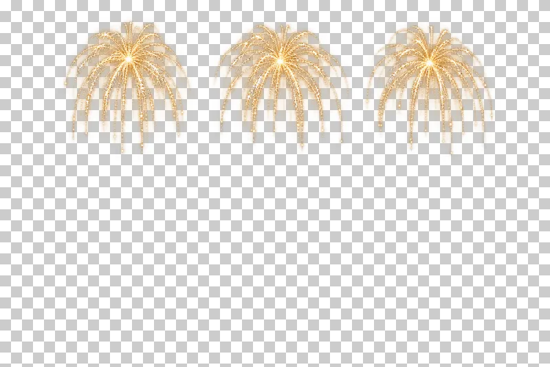 Three hanging gold willow fireworks across the upper part of the canvas.