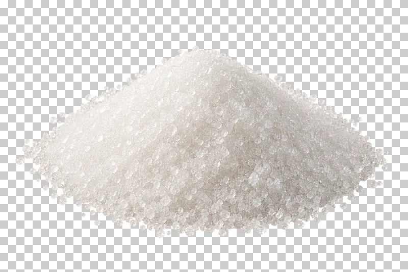 A pile of white granulated sugar with visible translucent crystals.