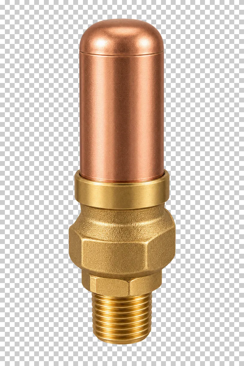 A compact water hammer arrestor with a cylindrical capped chamber and a single lower threaded fitting.