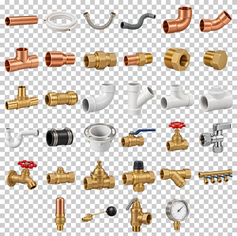 Plumbing Components Photo PNG Collection: all 34 elements in one grid