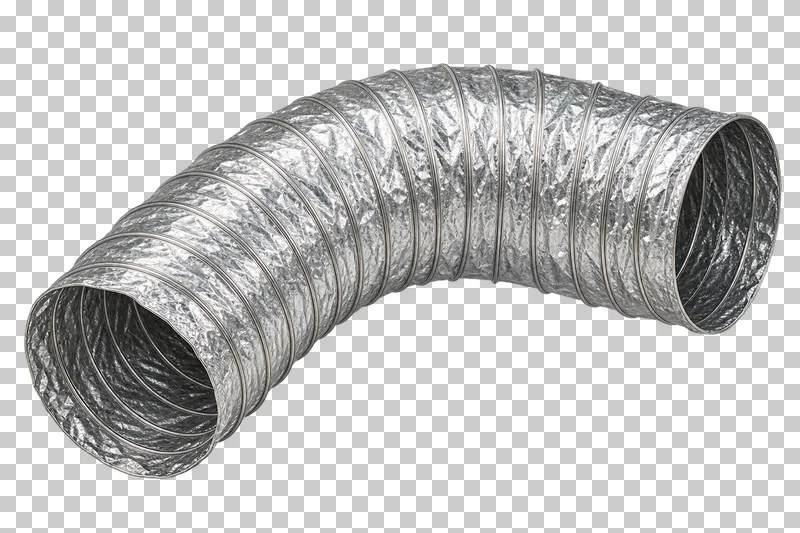 Uninsulated flexible foil ventilation duct.