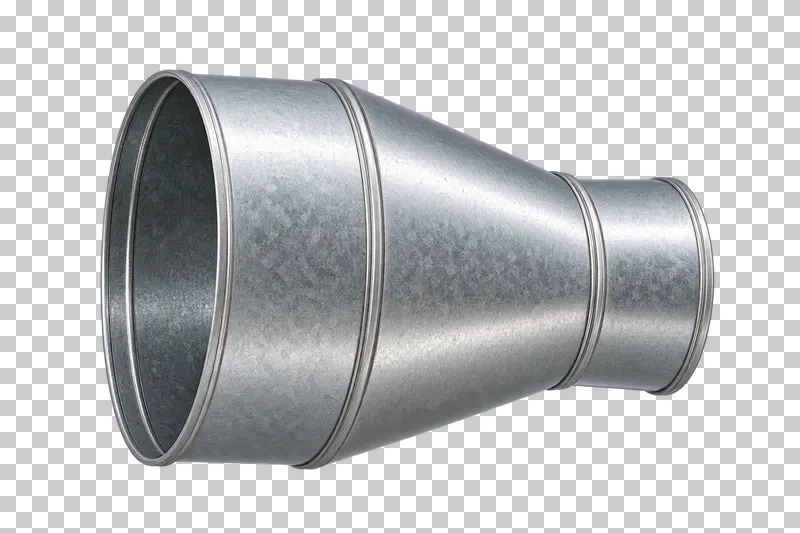 Concentric circular duct reducer.