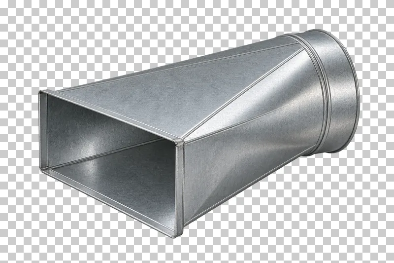 Rectangular-to-round duct transition.