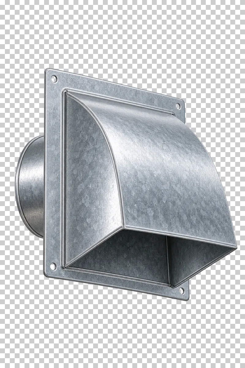 Wall termination cowl with down-facing opening.