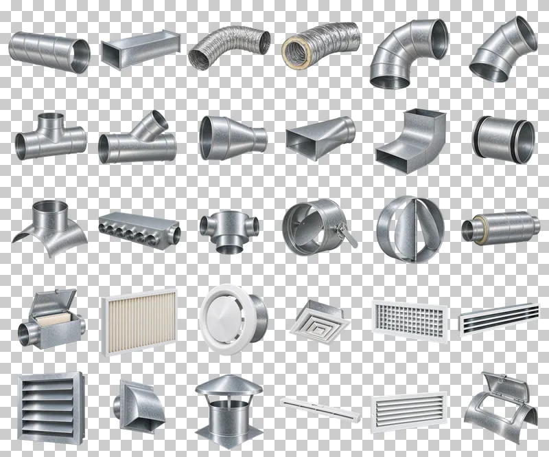 Ventilation Ductwork and Air Terminals Photo PNG Collection: all 30 elements in one grid