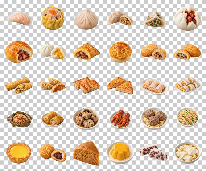 Dim Sum Menu Photo PNG Collection: all 30 elements in one grid