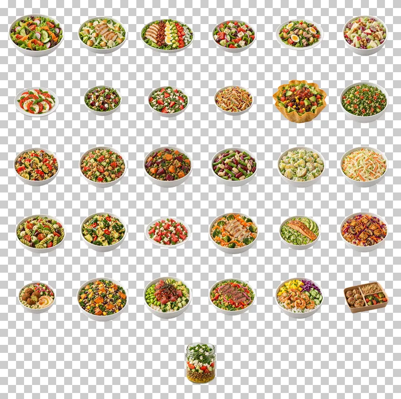 Fresh Salads and Lunch Bowls Photo PNG Collection: all 31 elements in one grid