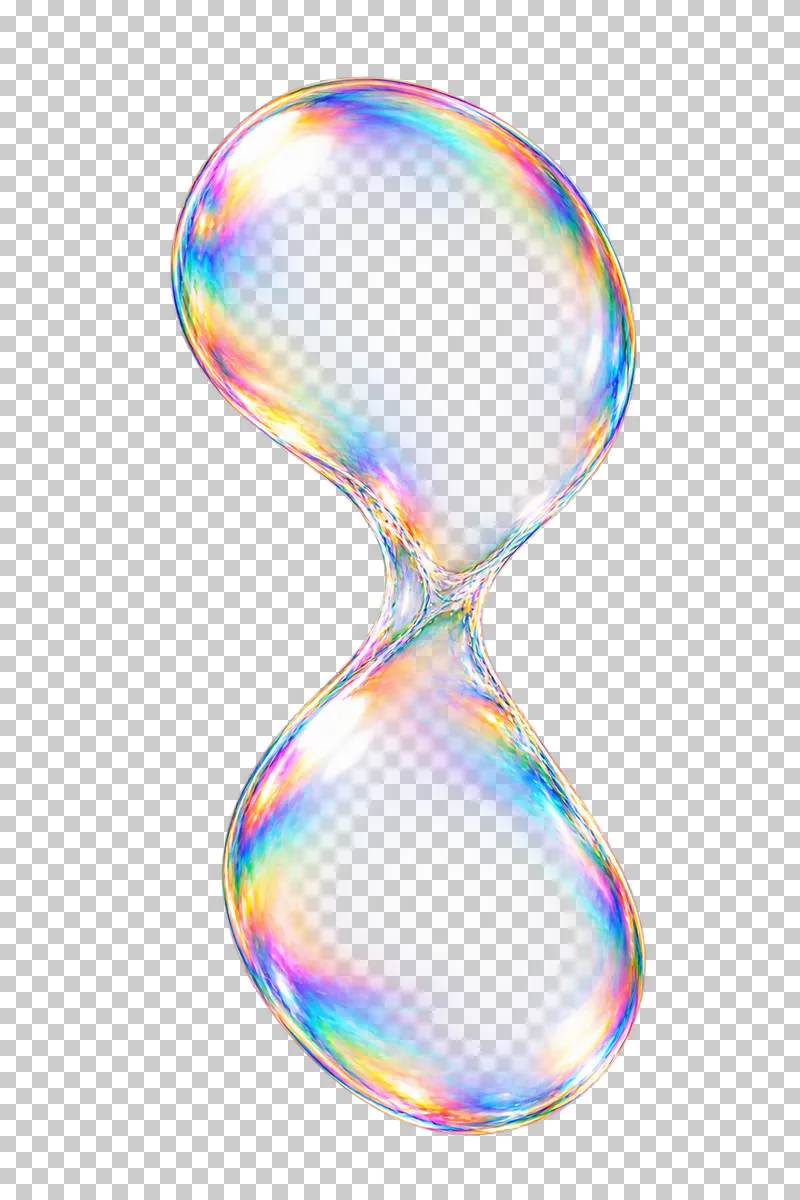 An elongated soap film with two wavering lobes and a narrow uneven waist.
