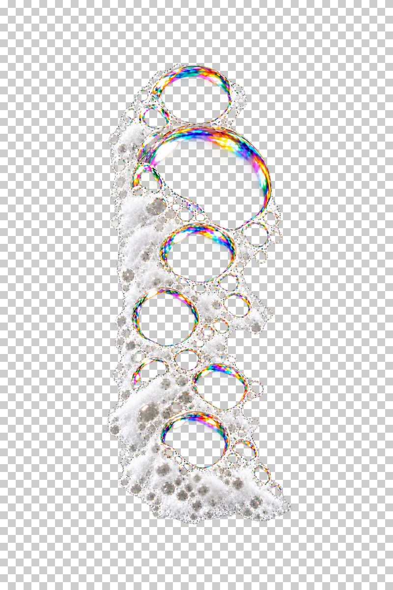 A tall ragged foam column with changing width and clear large cells.
