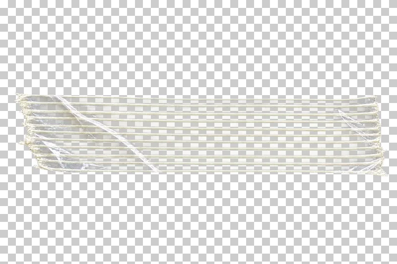 A clear packing tape strip with parallel pale reinforcing filaments and subtle film wrinkles.