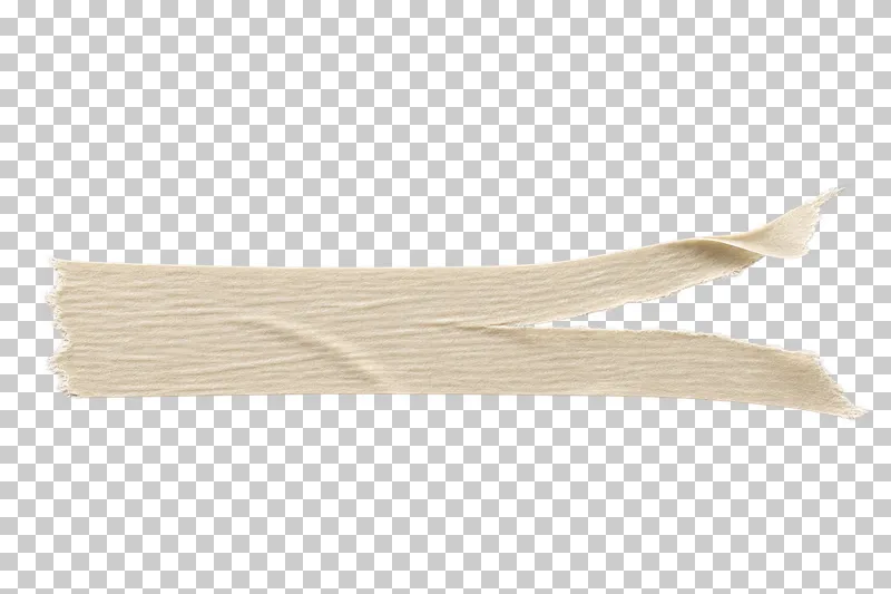 A cream masking strip split lengthwise into two unequal tails with an open gap.