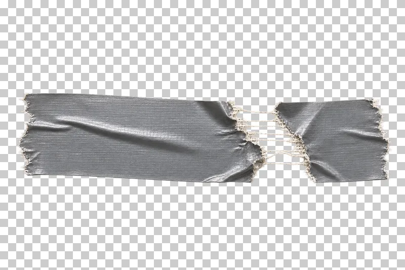 A silver-gray duct strip torn into two sections joined by exposed reinforcing threads.