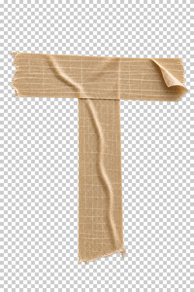 A brown reinforced kraft tape T-junction with a long stem and visible embedded filaments.