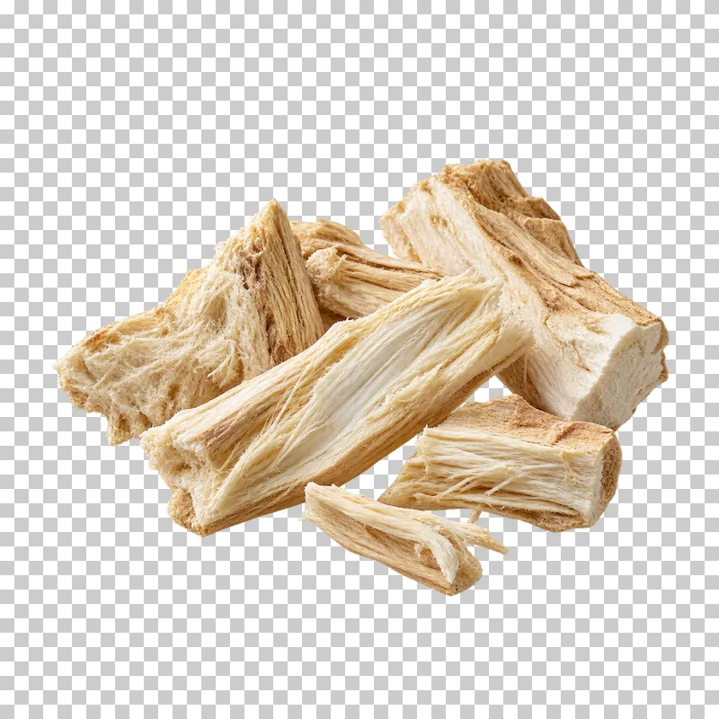 A small group of cream-tan marshmallow root pieces with fibrous broken surfaces.