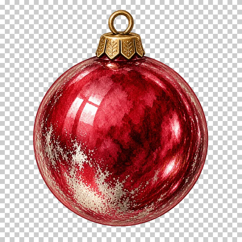 Watercolor smooth round glass bauble in antique silvered Christmas glass