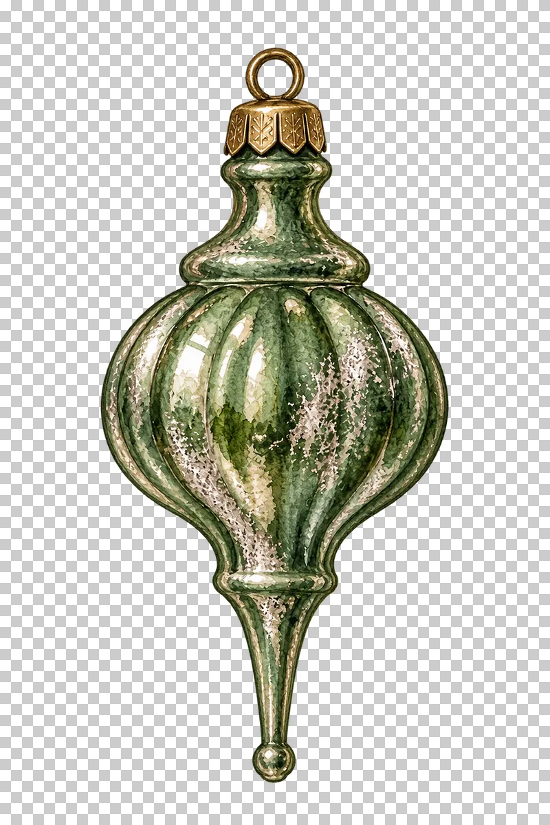 Watercolor onion dome glass finial in antique silvered Christmas glass