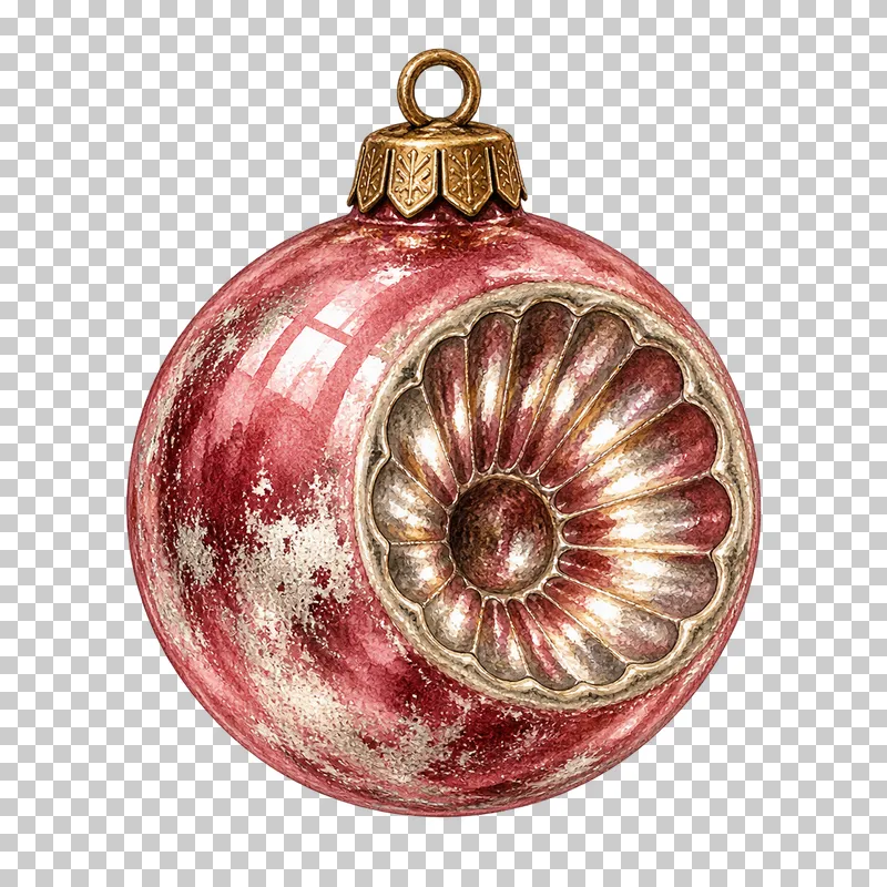 Watercolor concave reflector glass bauble in antique silvered Christmas glass