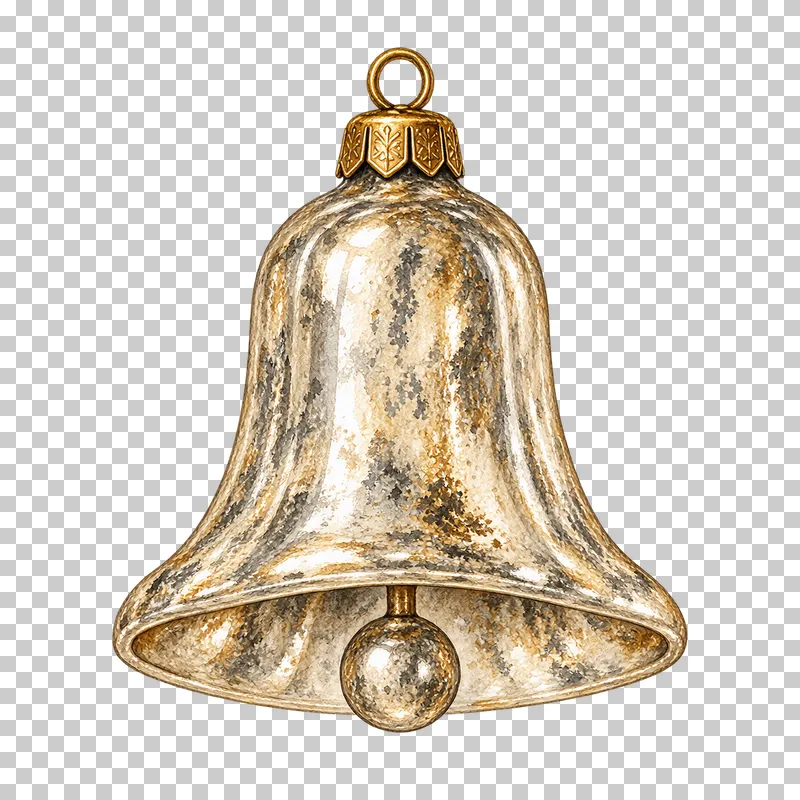 Watercolor glass bell ornament in antique silvered Christmas glass