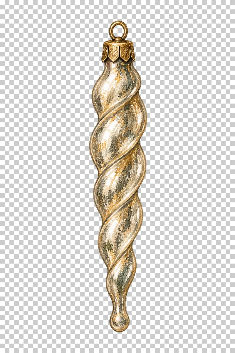 Watercolor twisted glass icicle ornament in antique silvered Christmas glass