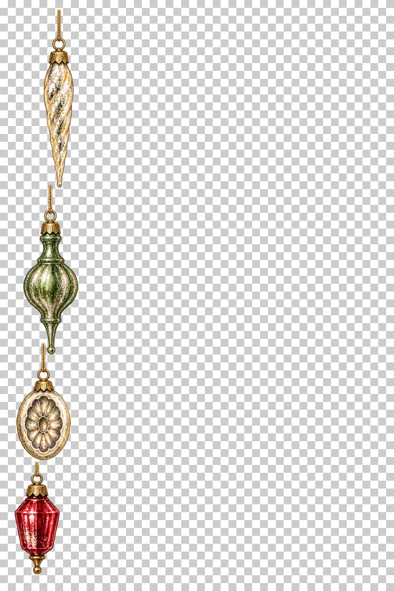 Watercolor narrow ornament side cascade in antique silvered Christmas glass