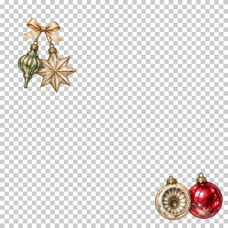 Watercolor opposed ornament corners in antique silvered Christmas glass