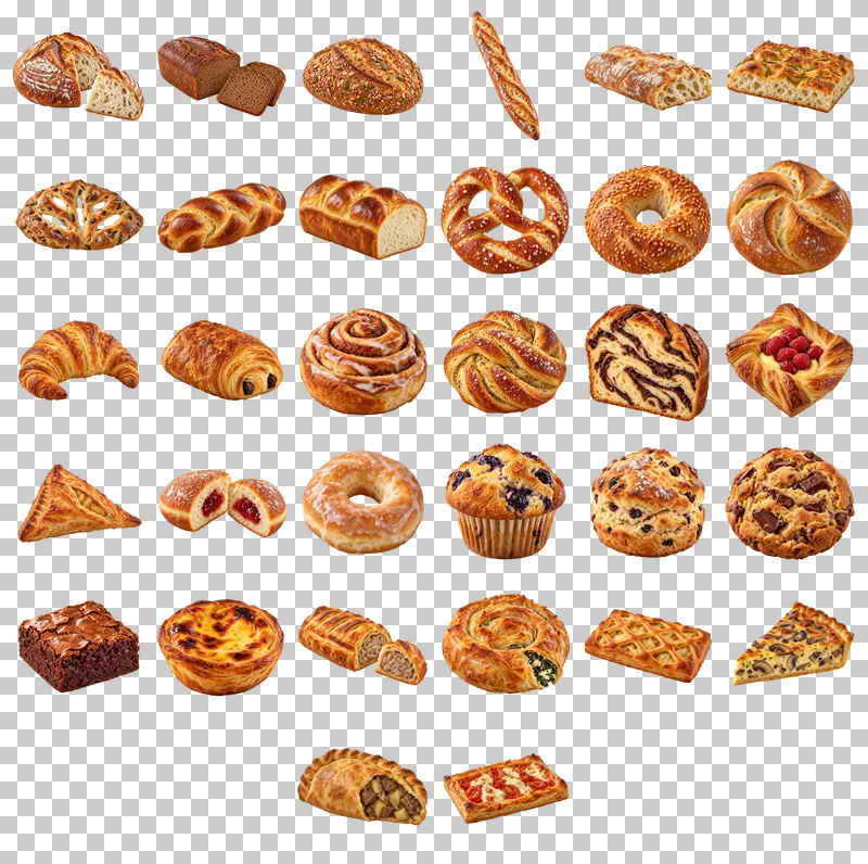 Artisan Bakery Menu Photo PNG Collection: all 32 elements in one grid