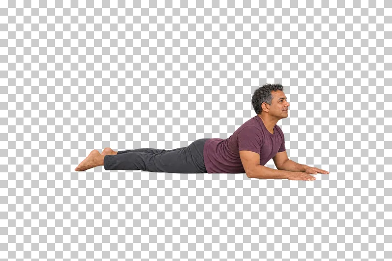 A fictional adult in sphinx pose, shown full body in natural photographic style.