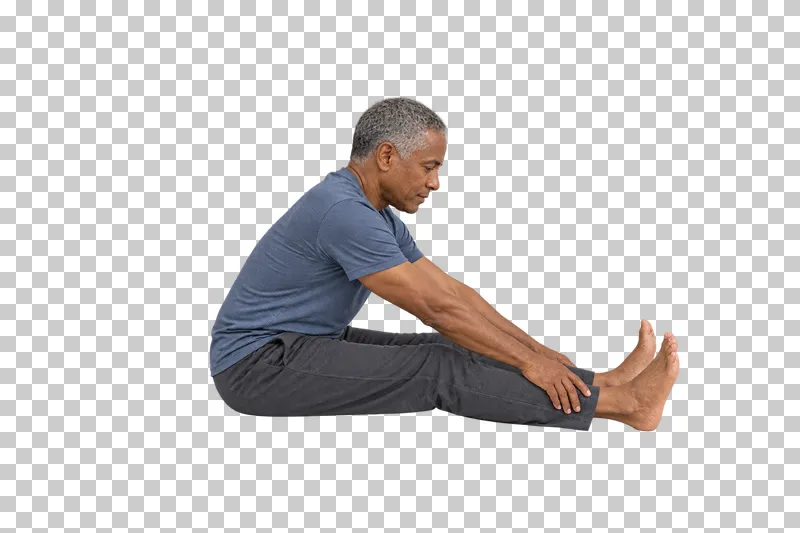A fictional adult in seated forward fold, shown full body in natural photographic style.