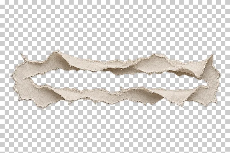 A narrow horizontal paper opening between two peeled ragged lips joined at the ends.