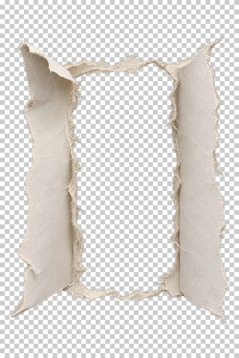 A tall empty paper window between two broad outward-folded side flaps.