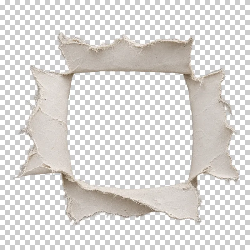 An empty square paper window with four outward-folded flaps and rough outer edges.