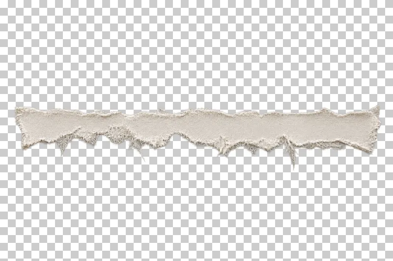 A narrow horizontal paper strip with a heavily frayed torn lower edge.