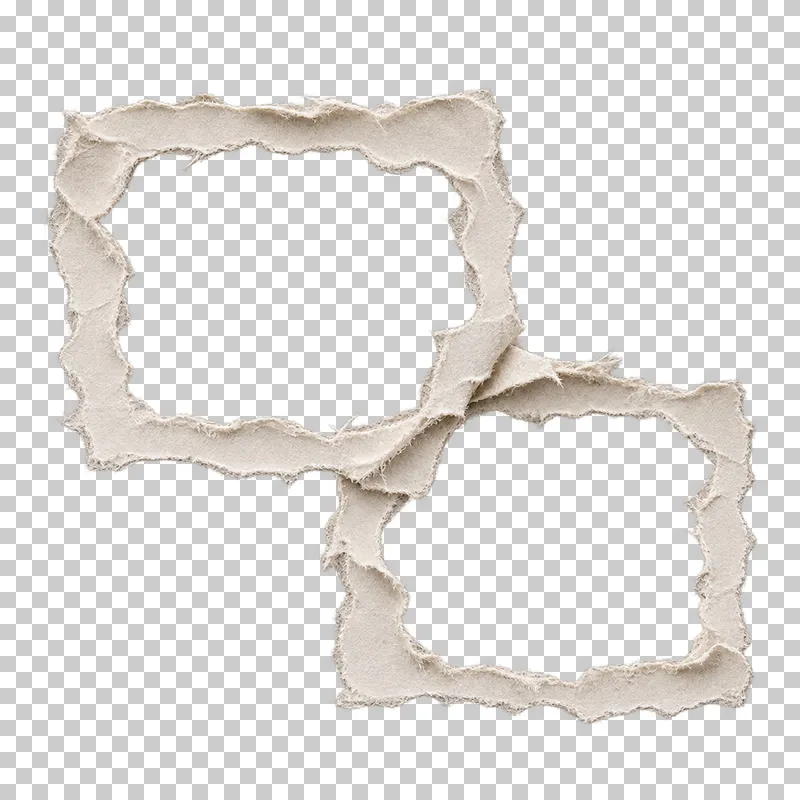 Two torn paper frames overlapping at one corner with separate empty photo openings.