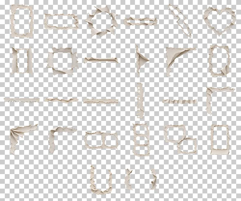 Torn Paper Photo Windows and Reveals PNG Collection: all 26 elements in one grid