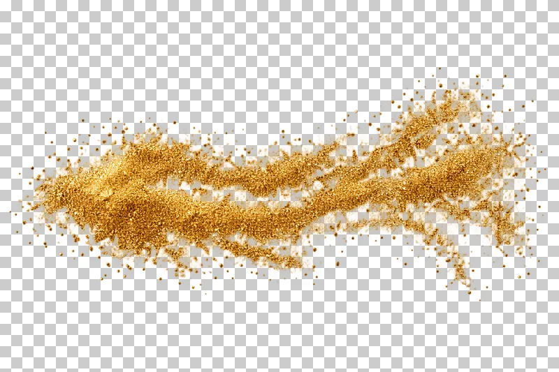 A dense horizontal granular gold drag divided by irregular clear channels.