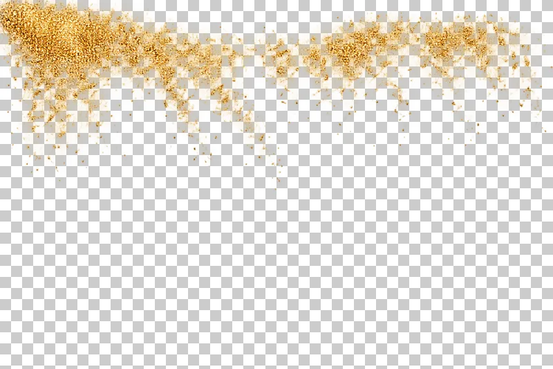 Broken gold particle groups along the top with unequal short falling trails.