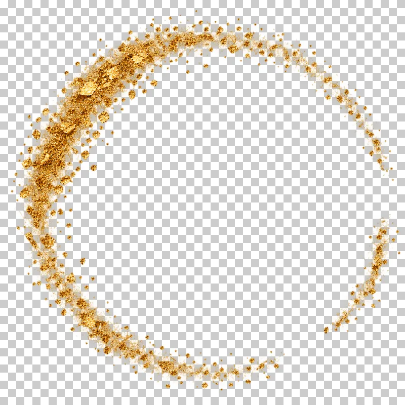 An irregular gold particle orbit with an offset dense section and two breaks.