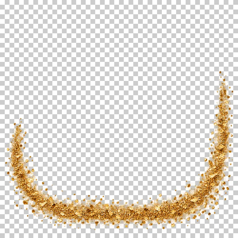 A low U-shaped gold glitter arrangement with unequal rising arms.